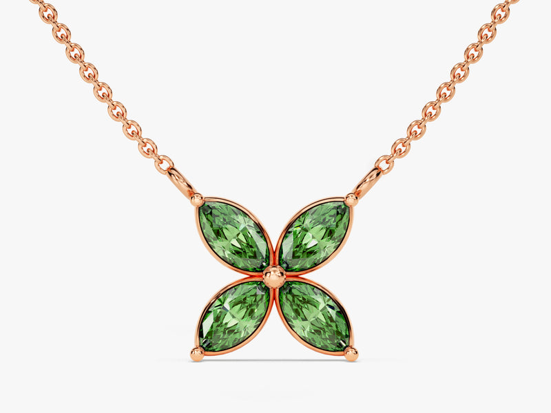 Flower Emerald Birthstone Necklace