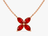 Flower Ruby Birthstone Necklace