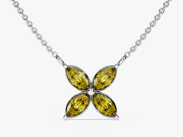 Flower Peridot Birthstone Necklace