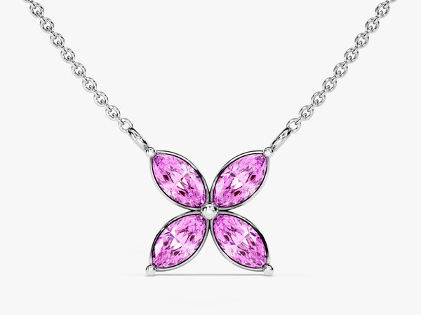 Flower Pink Tourmaline Birthstone Necklace