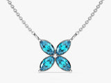 Flower Blue Topaz Birthstone Necklace