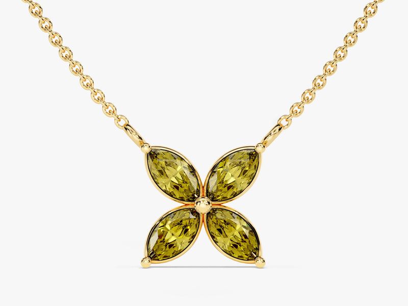 Flower Peridot Birthstone Necklace