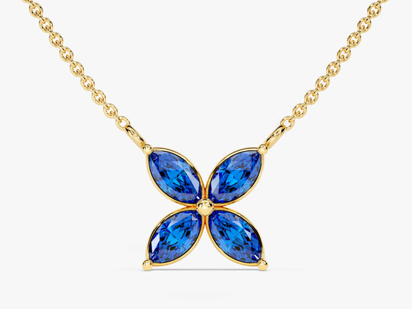 Flower Sapphire Birthstone Necklace