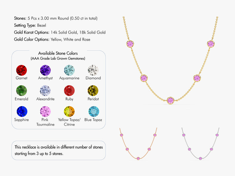 Station Pink Tourmaline Birthstone Necklace