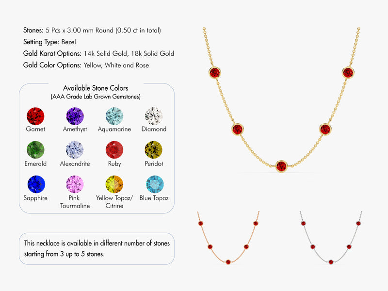 Station Garnet Birthstone Necklace