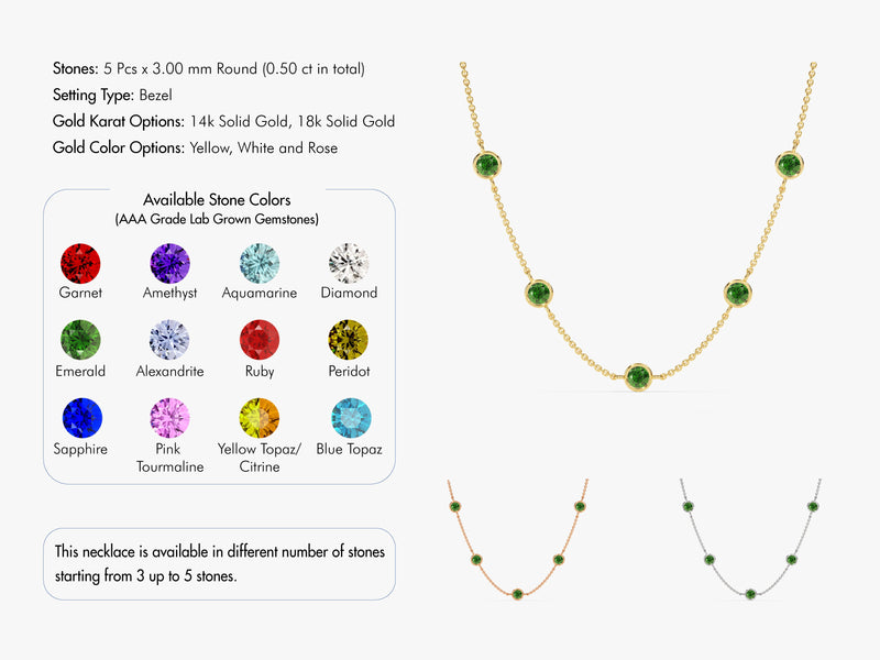 Station Emerald Birthstone Necklace