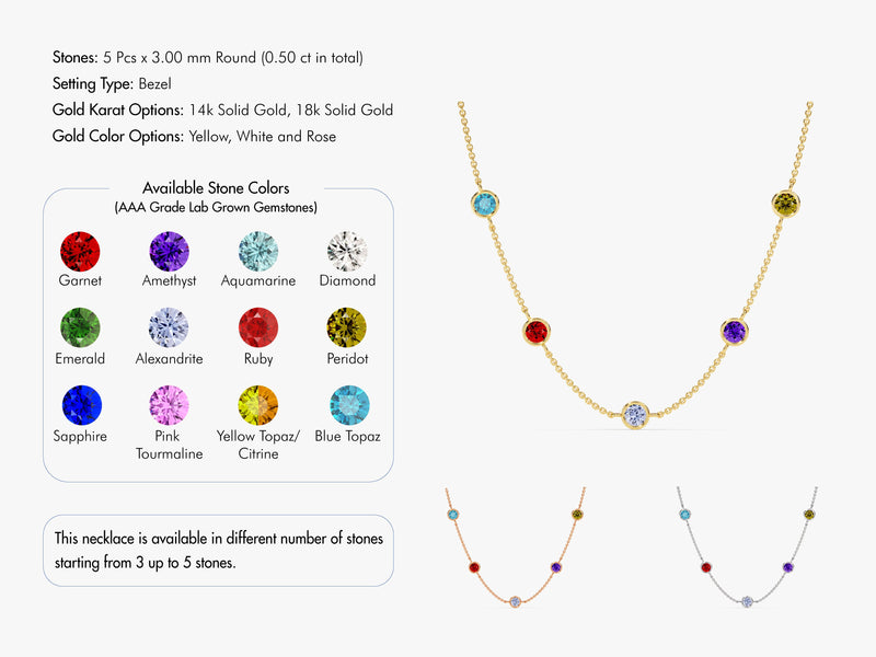 Station Birthstone Necklace