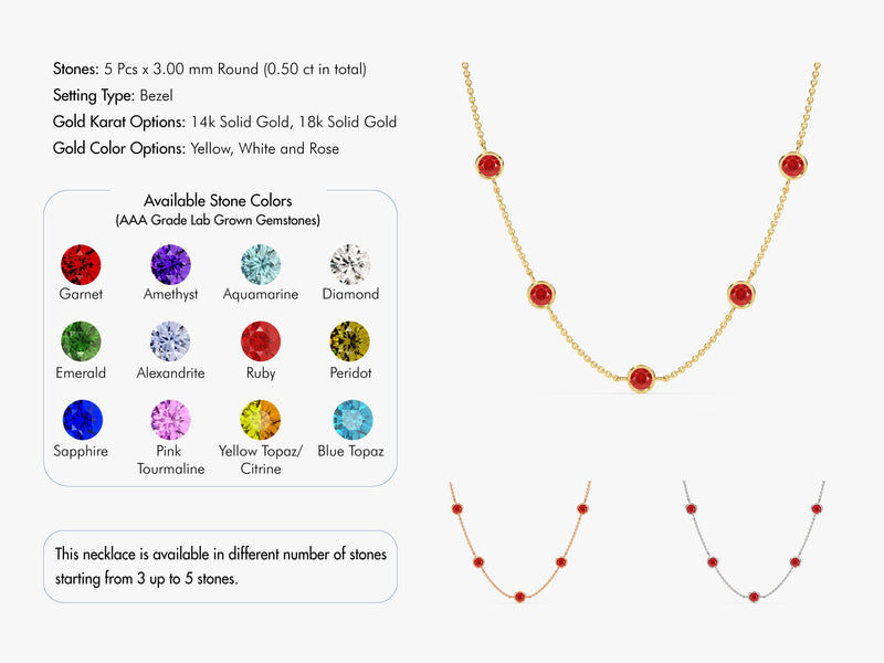 Station Ruby Birthstone Necklace