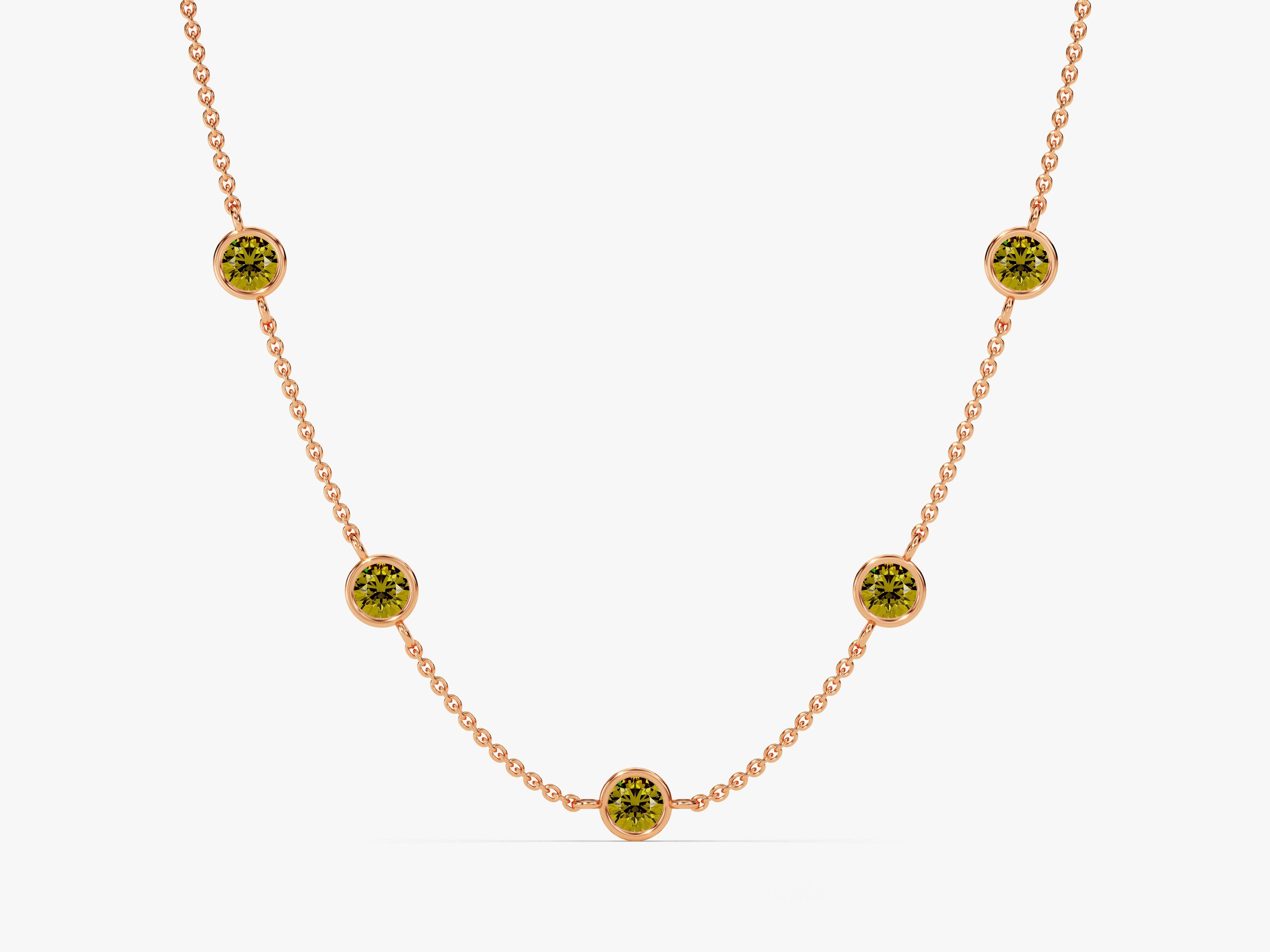 Station Peridot Birthstone Necklace