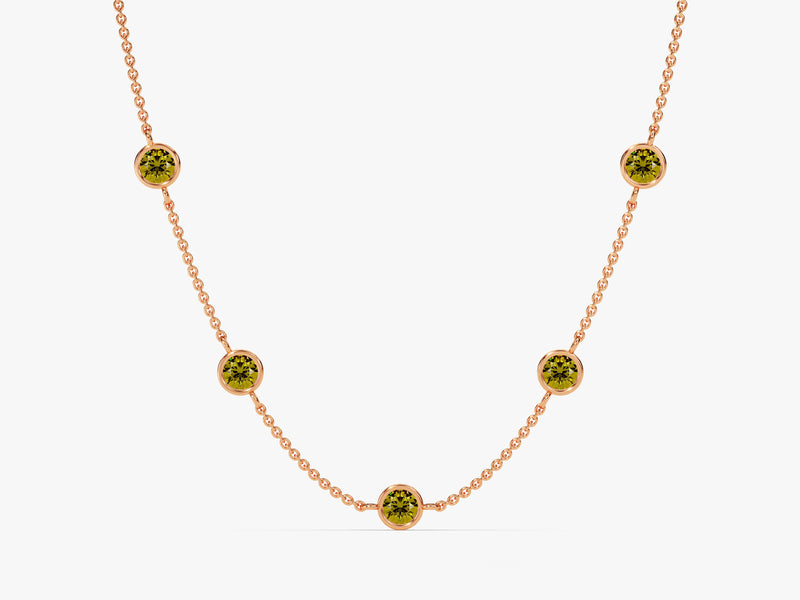 Station Peridot Birthstone Necklace