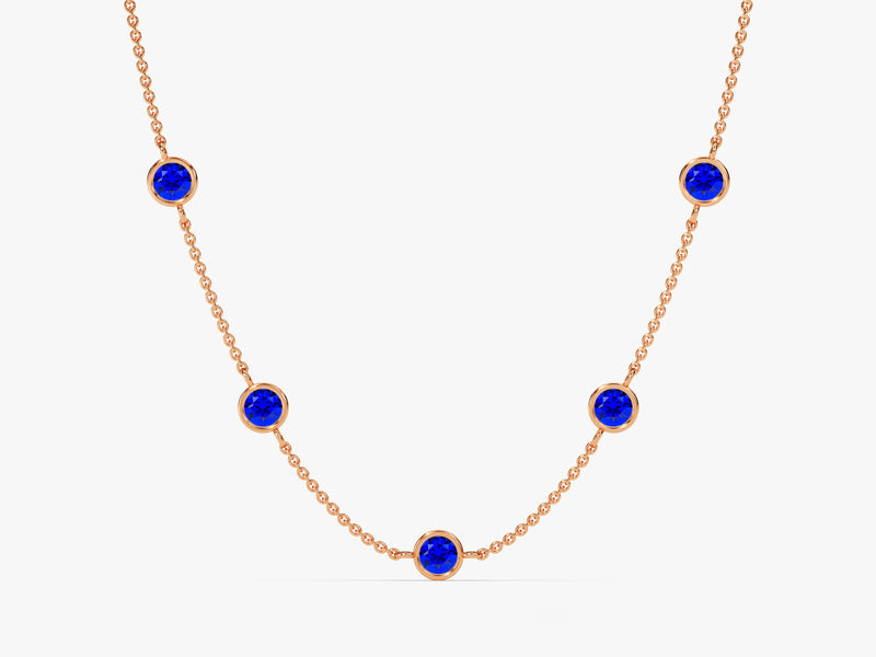 Station Sapphire Birthstone Necklace