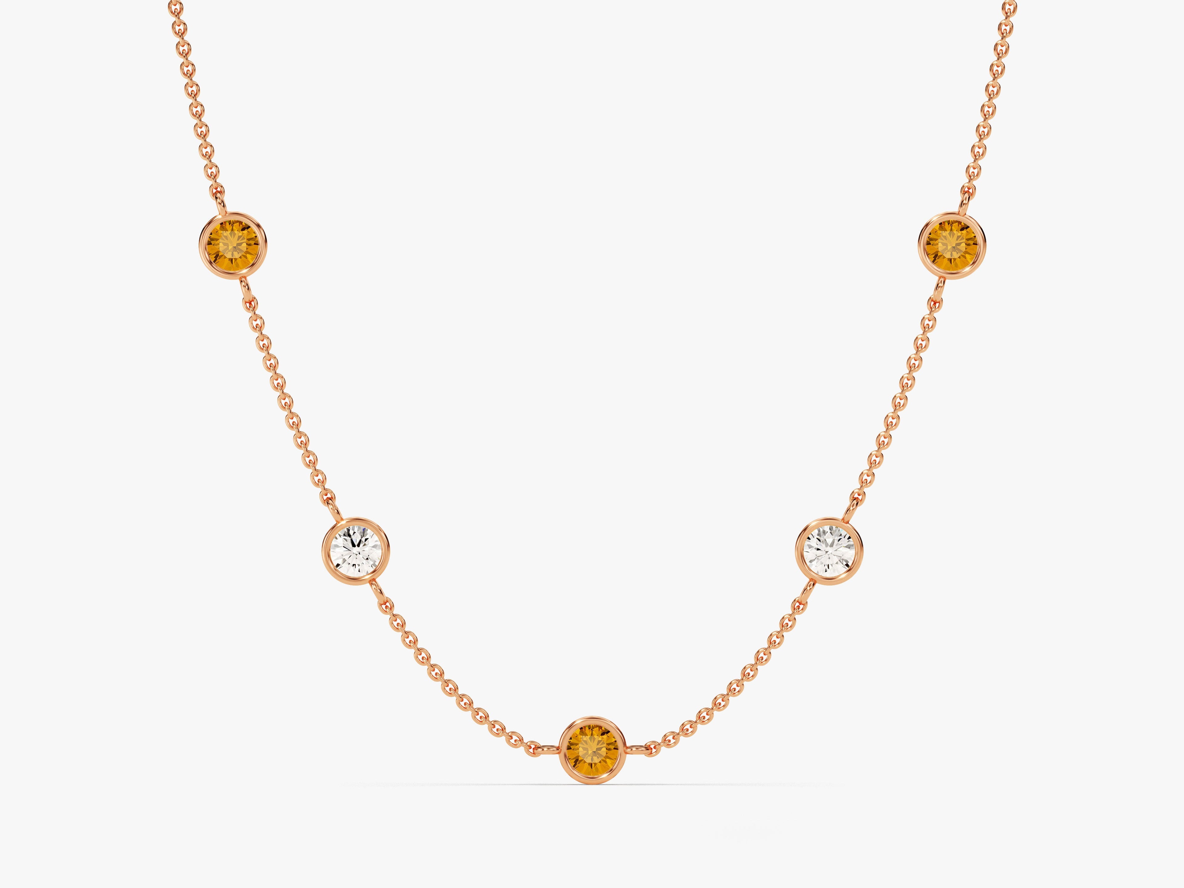 Station Citrine Birthstone Necklace