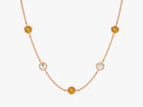 Station Citrine Birthstone Necklace