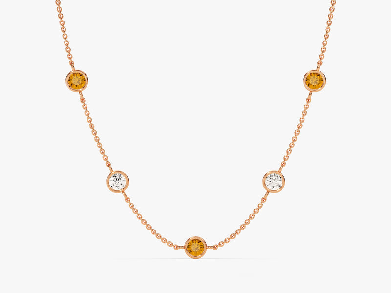 Station Citrine Birthstone Necklace