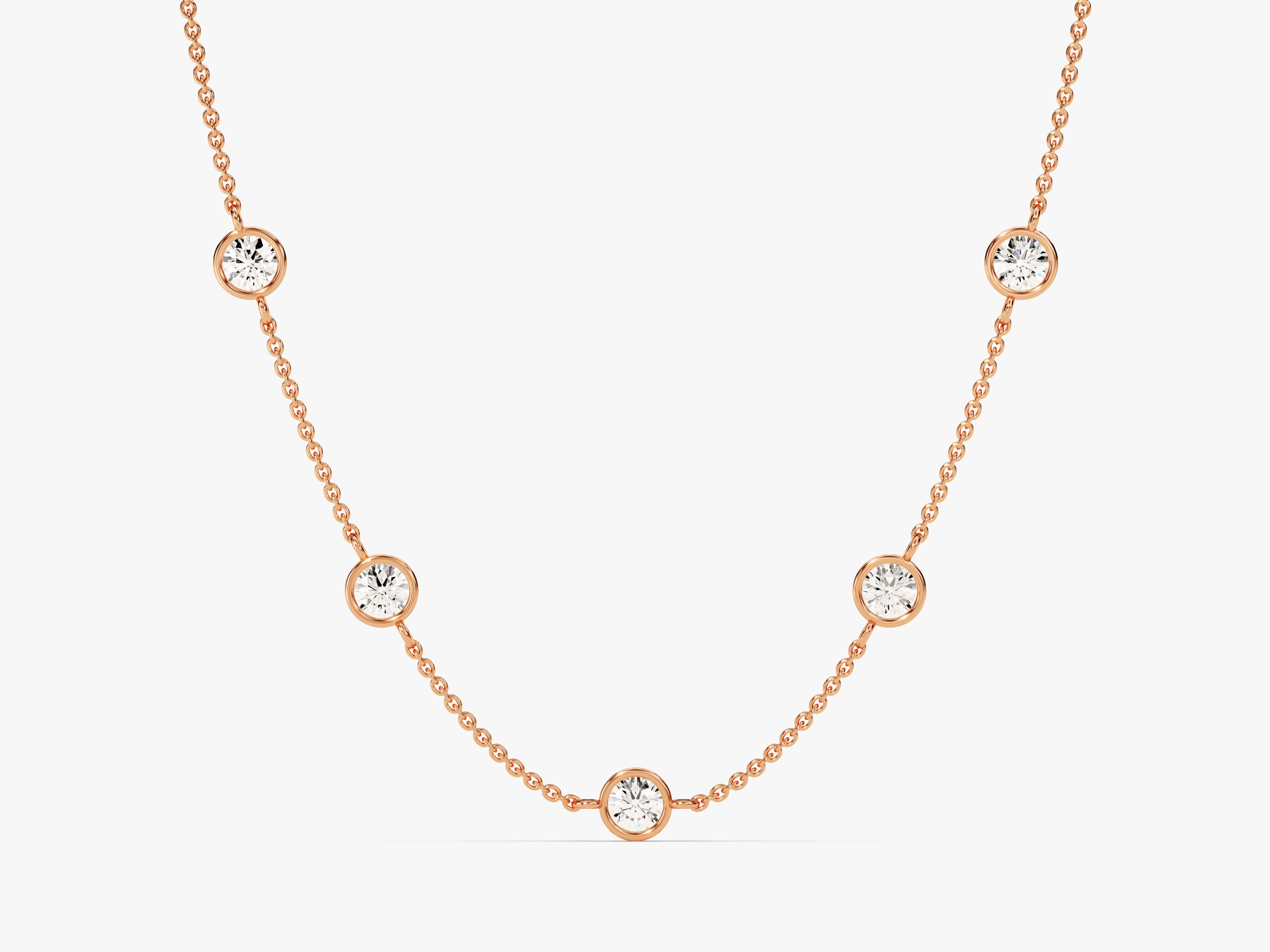 Station Diamond Birthstone Necklace