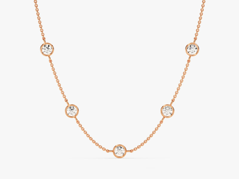 Station Diamond Birthstone Necklace