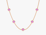 Station Pink Tourmaline Birthstone Necklace