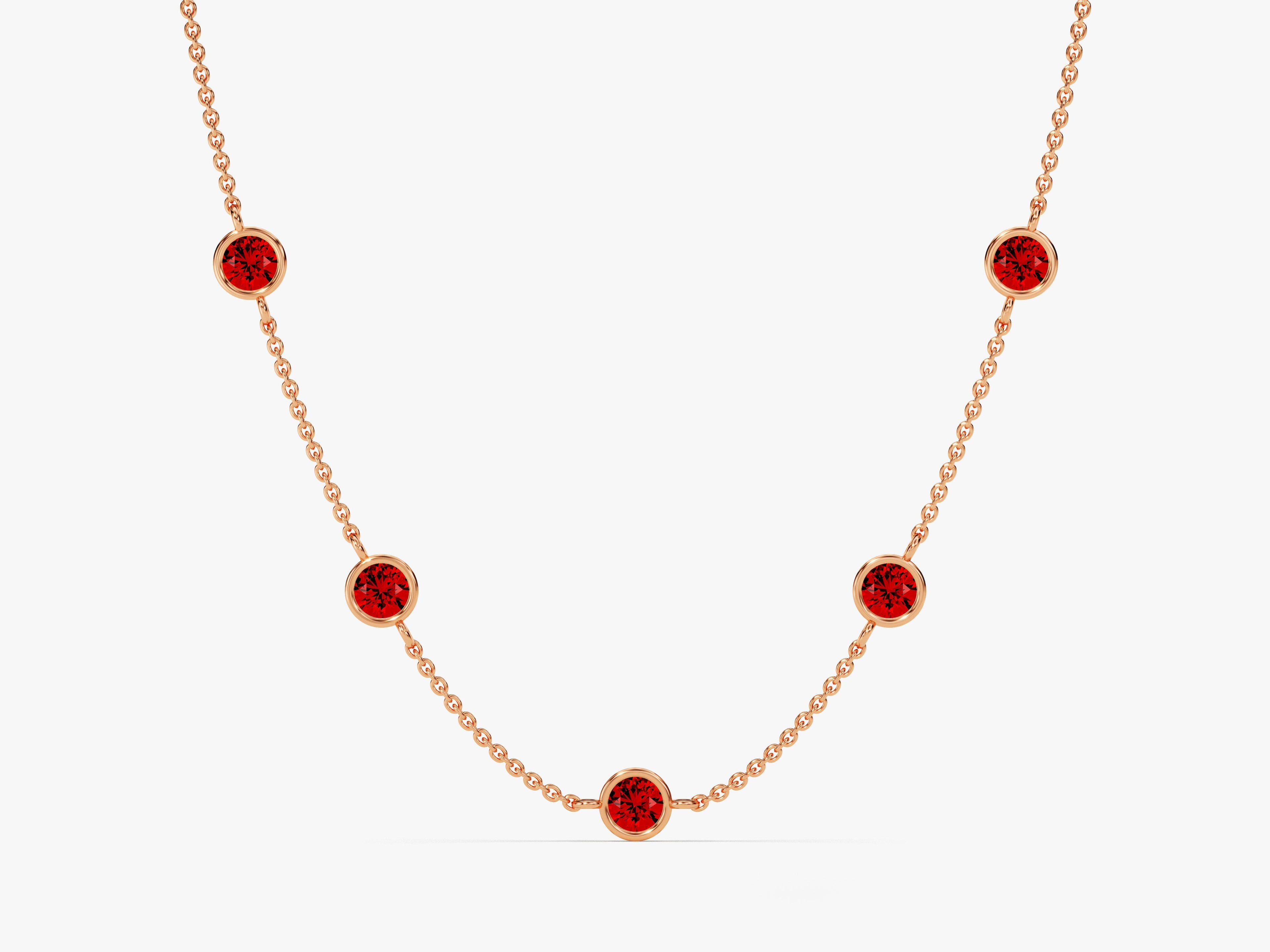 Station Garnet Birthstone Necklace