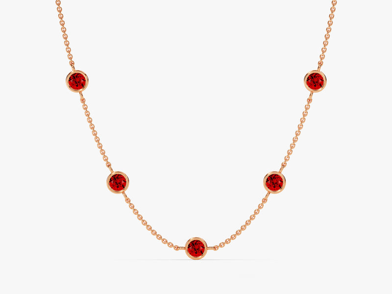 Station Garnet Birthstone Necklace