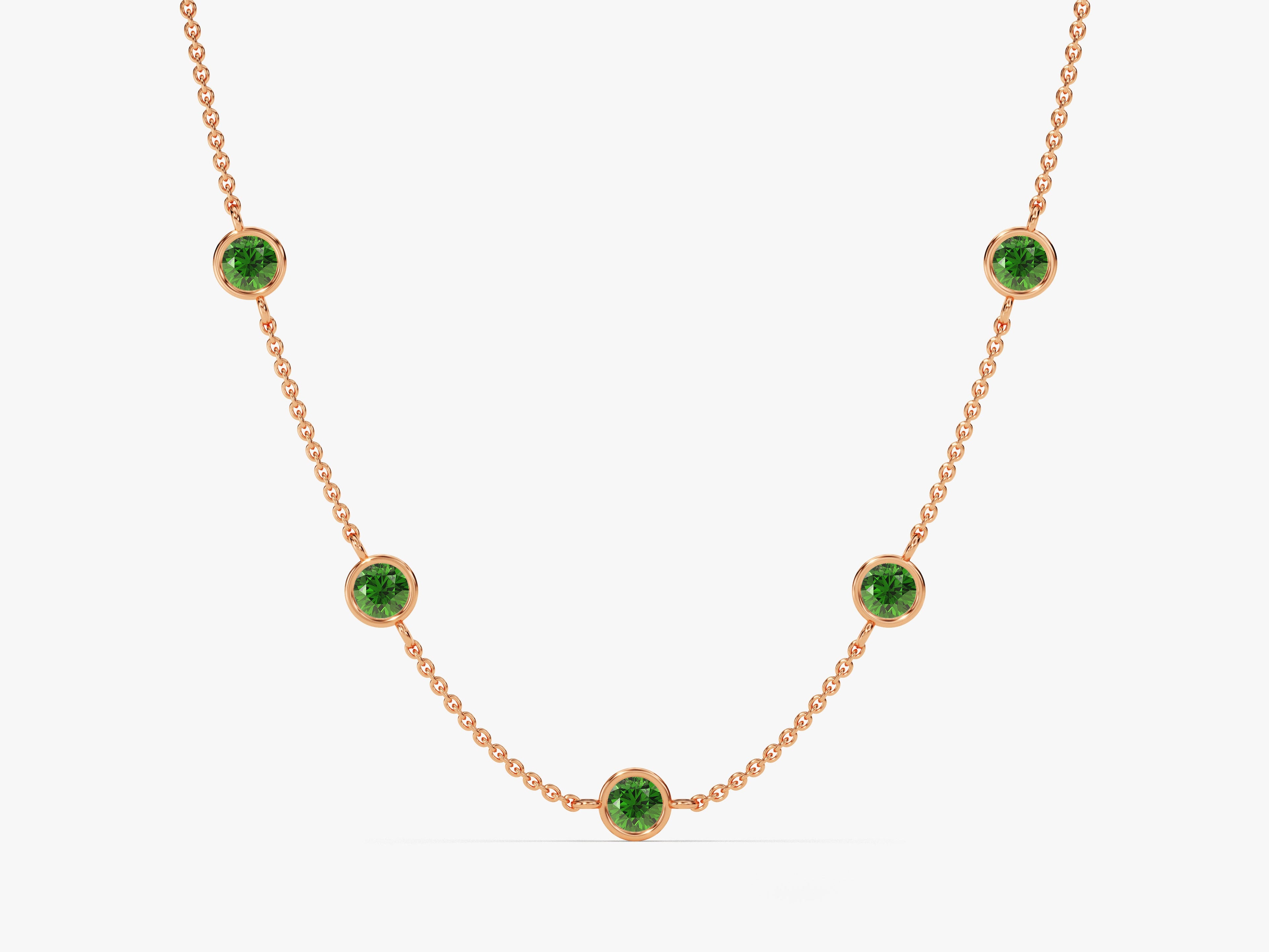 Station Emerald Birthstone Necklace