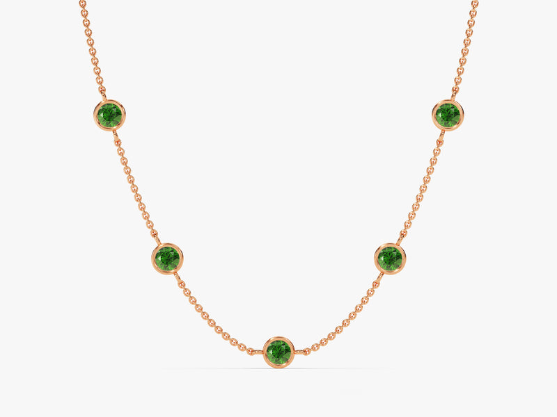 Station Emerald Birthstone Necklace