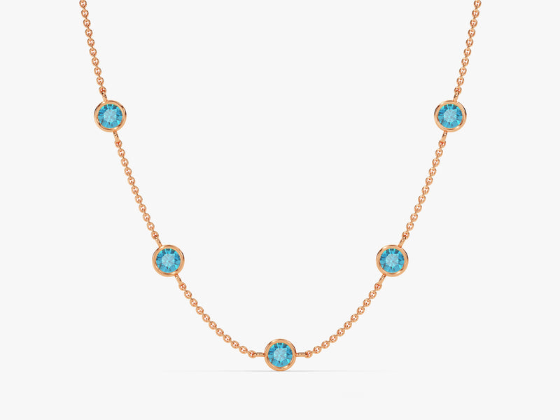 Station Blue Topaz Birthstone Necklace