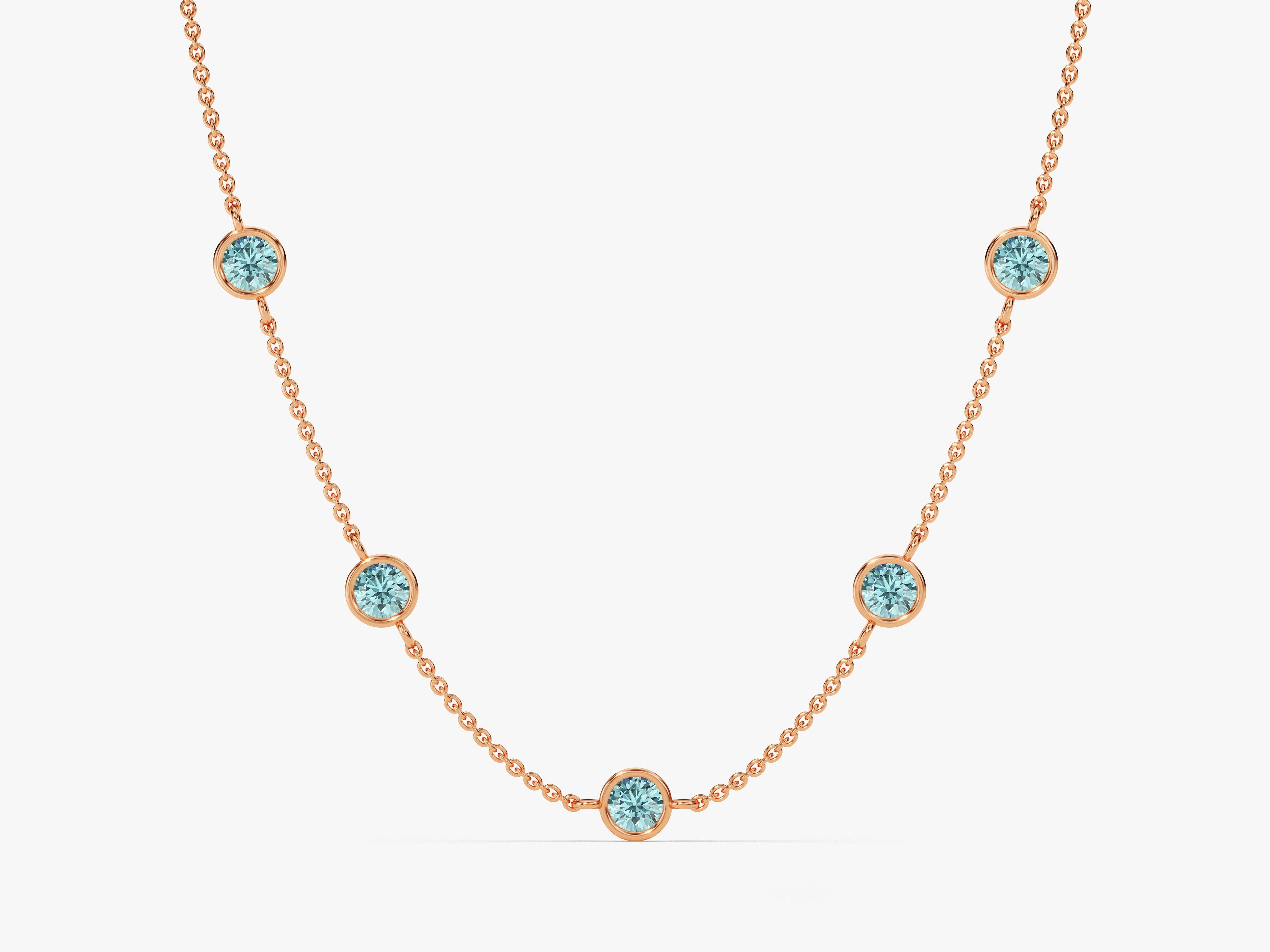 Station Aquamarine Birthstone Necklace