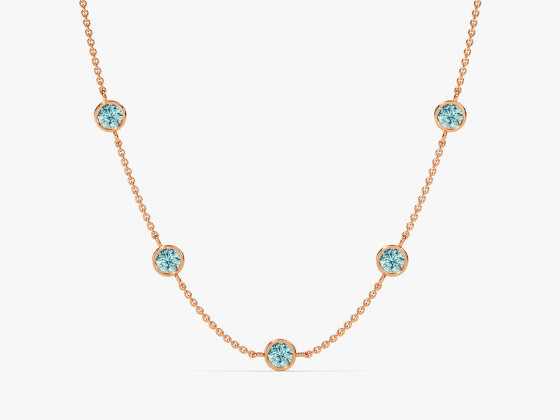 Station Aquamarine Birthstone Necklace