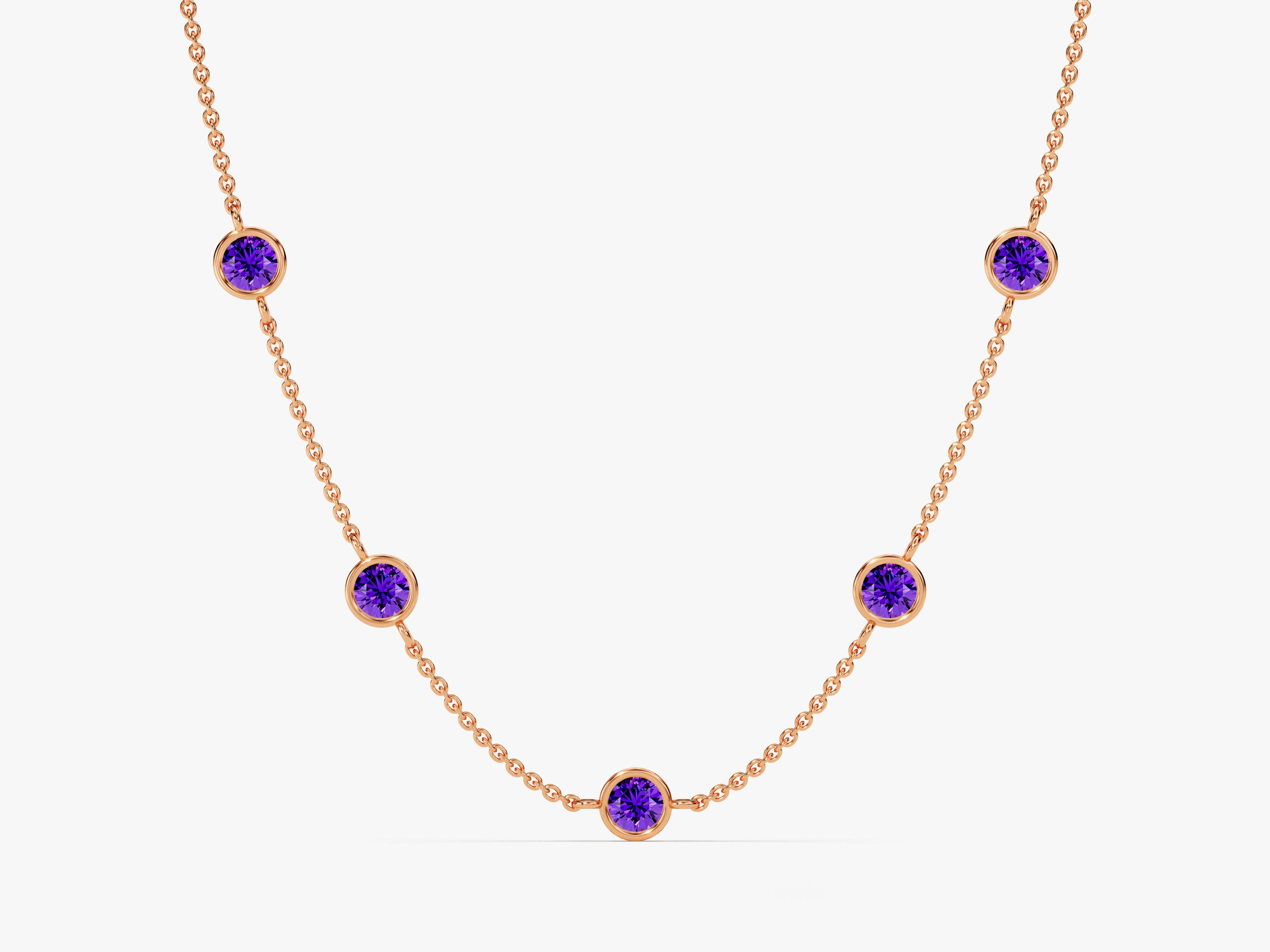 Station Amethyst Birthstone Necklace