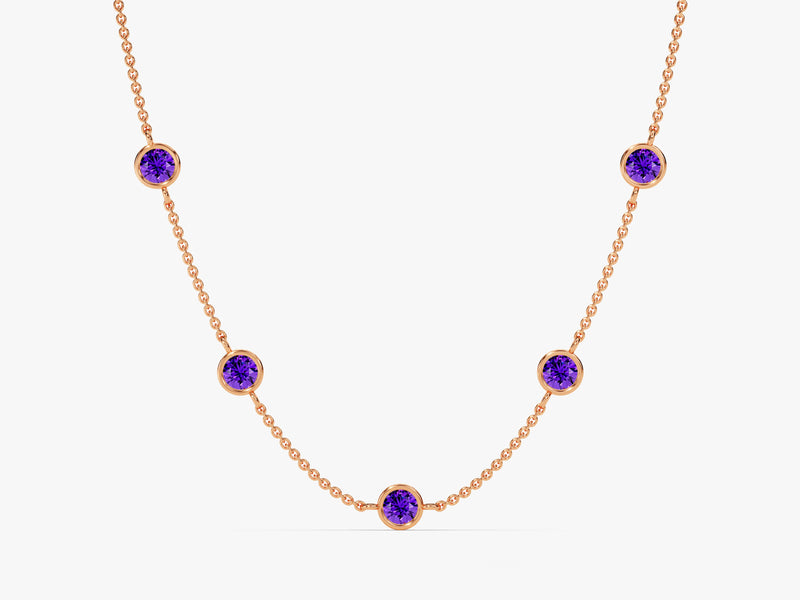 Station Amethyst Birthstone Necklace