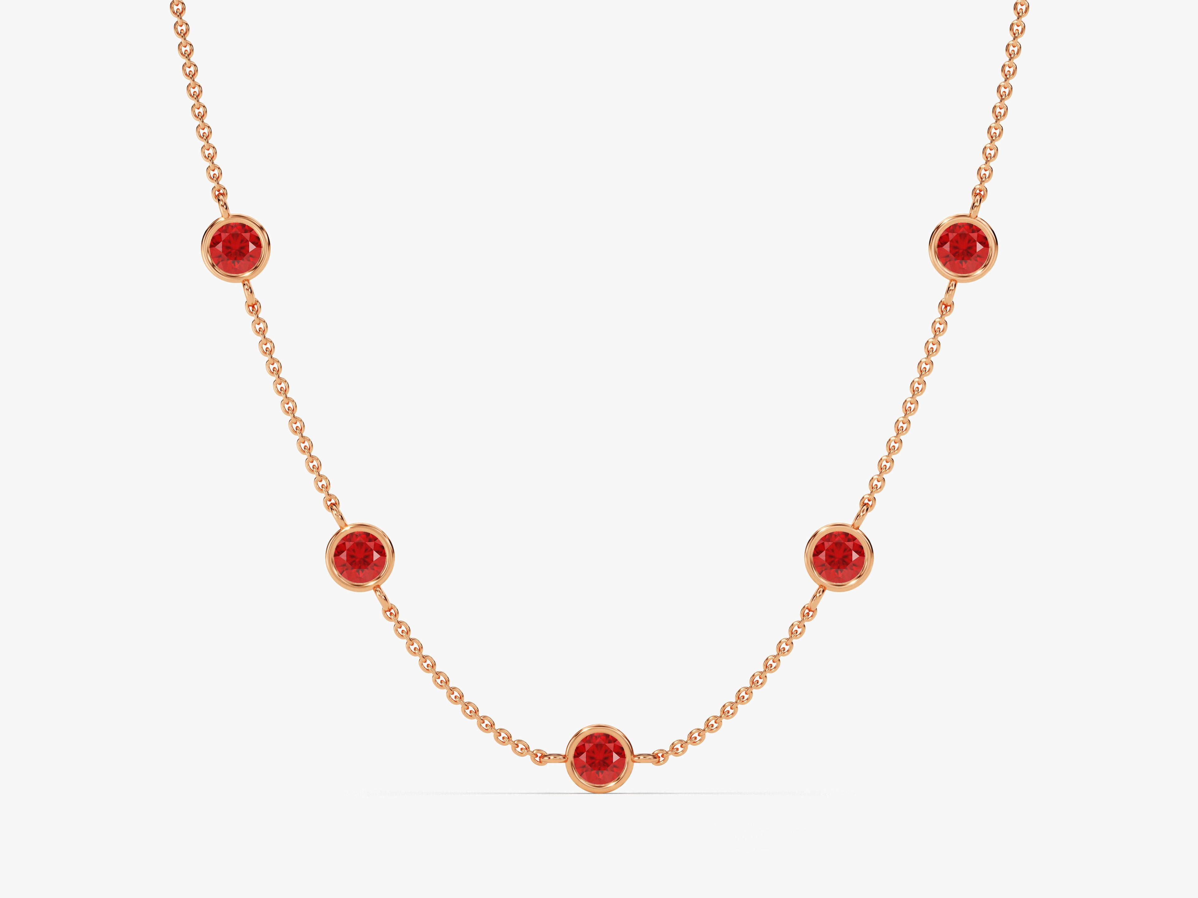 Station Ruby Birthstone Necklace