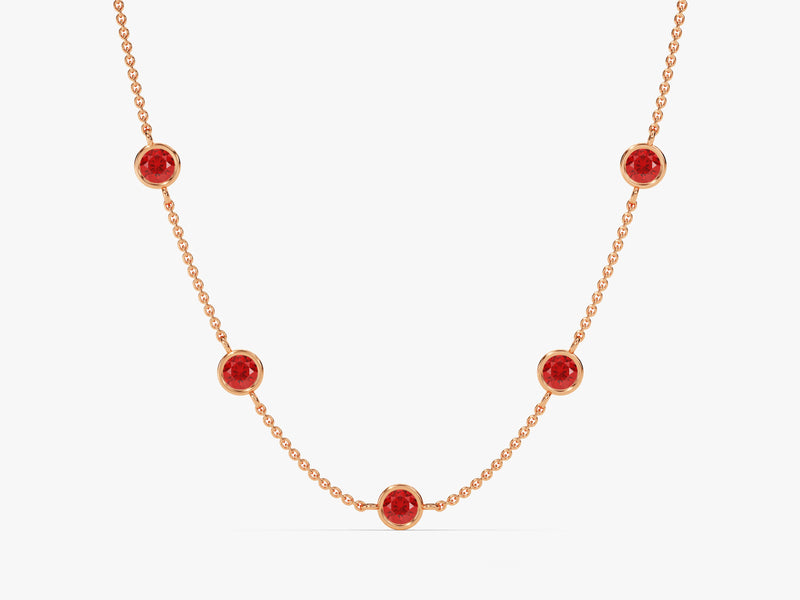 Station Ruby Birthstone Necklace