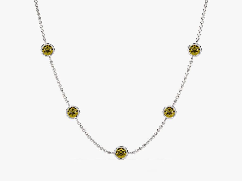 Station Peridot Birthstone Necklace