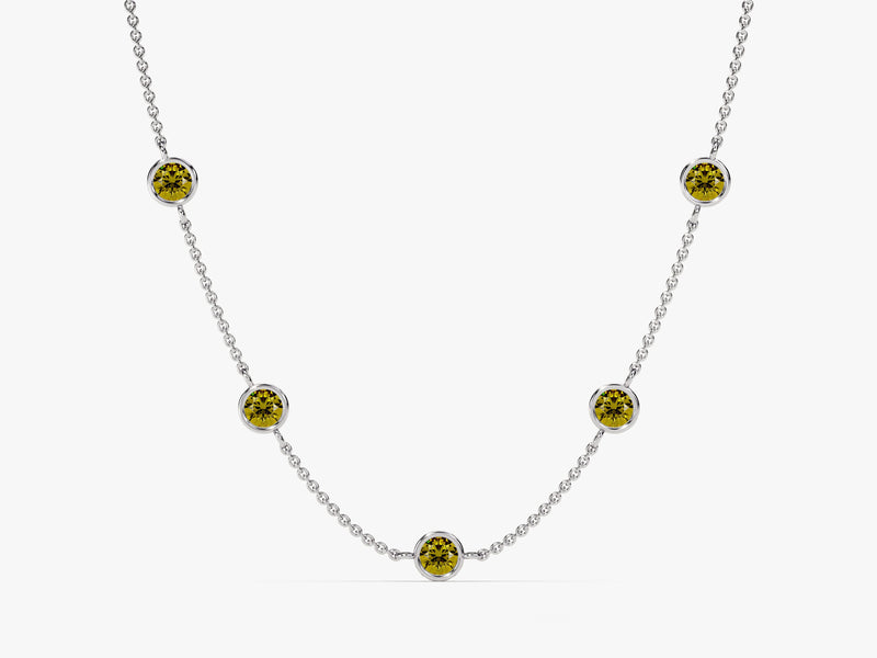 Station Peridot Birthstone Necklace