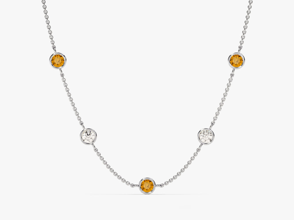Station Citrine Birthstone Necklace