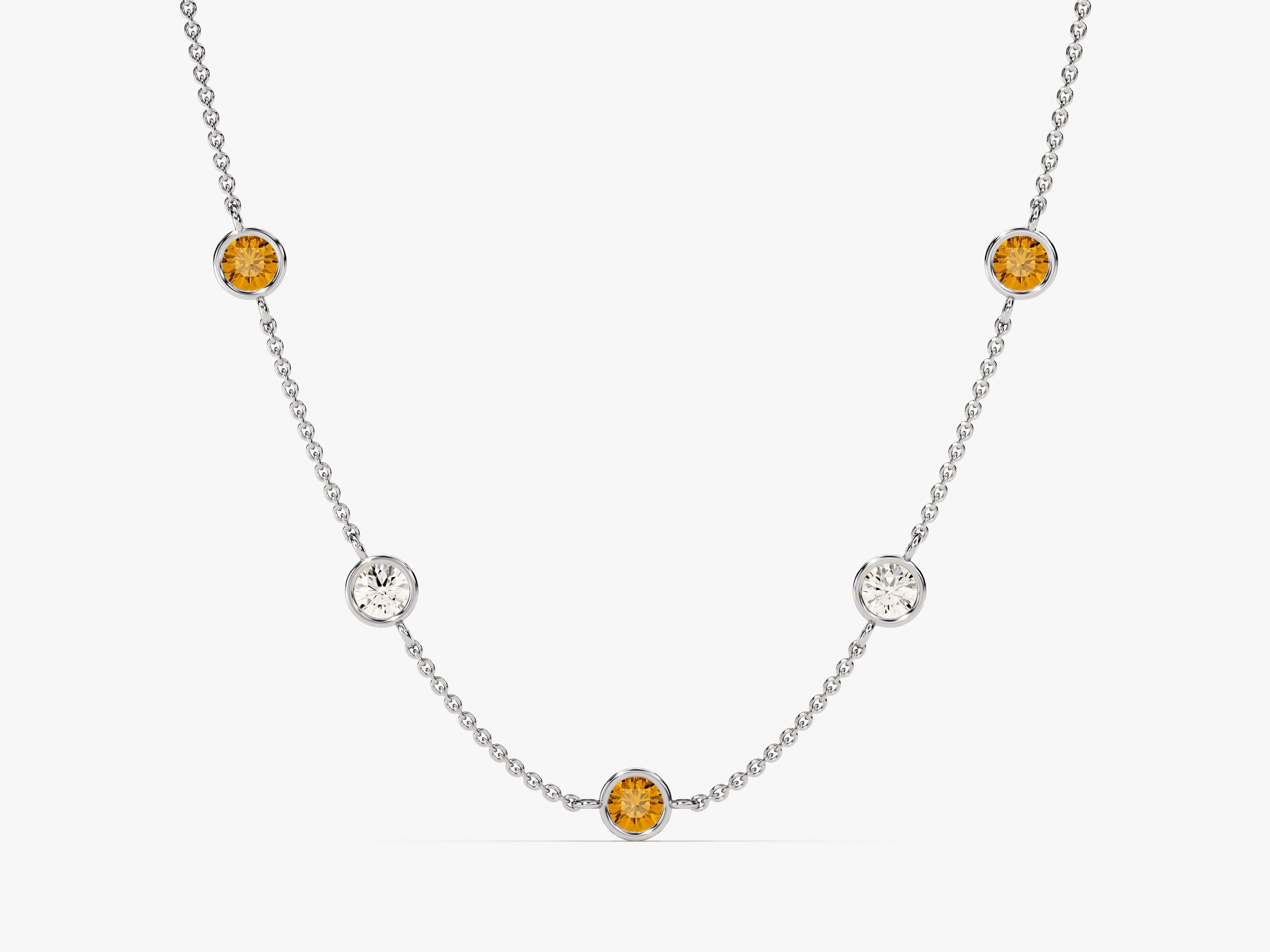 Station Citrine Birthstone Necklace
