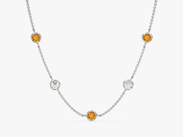 Station Citrine Birthstone Necklace