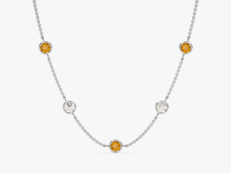 Station Citrine Birthstone Necklace