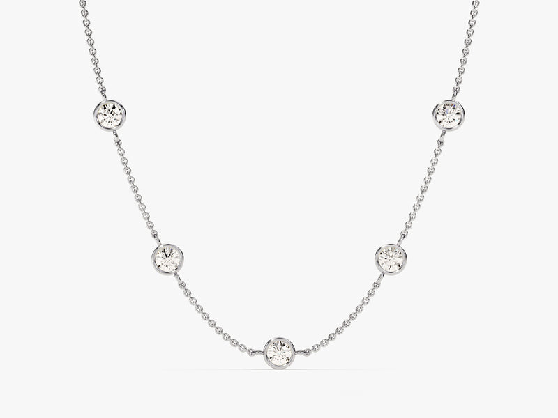 Station Diamond Birthstone Necklace