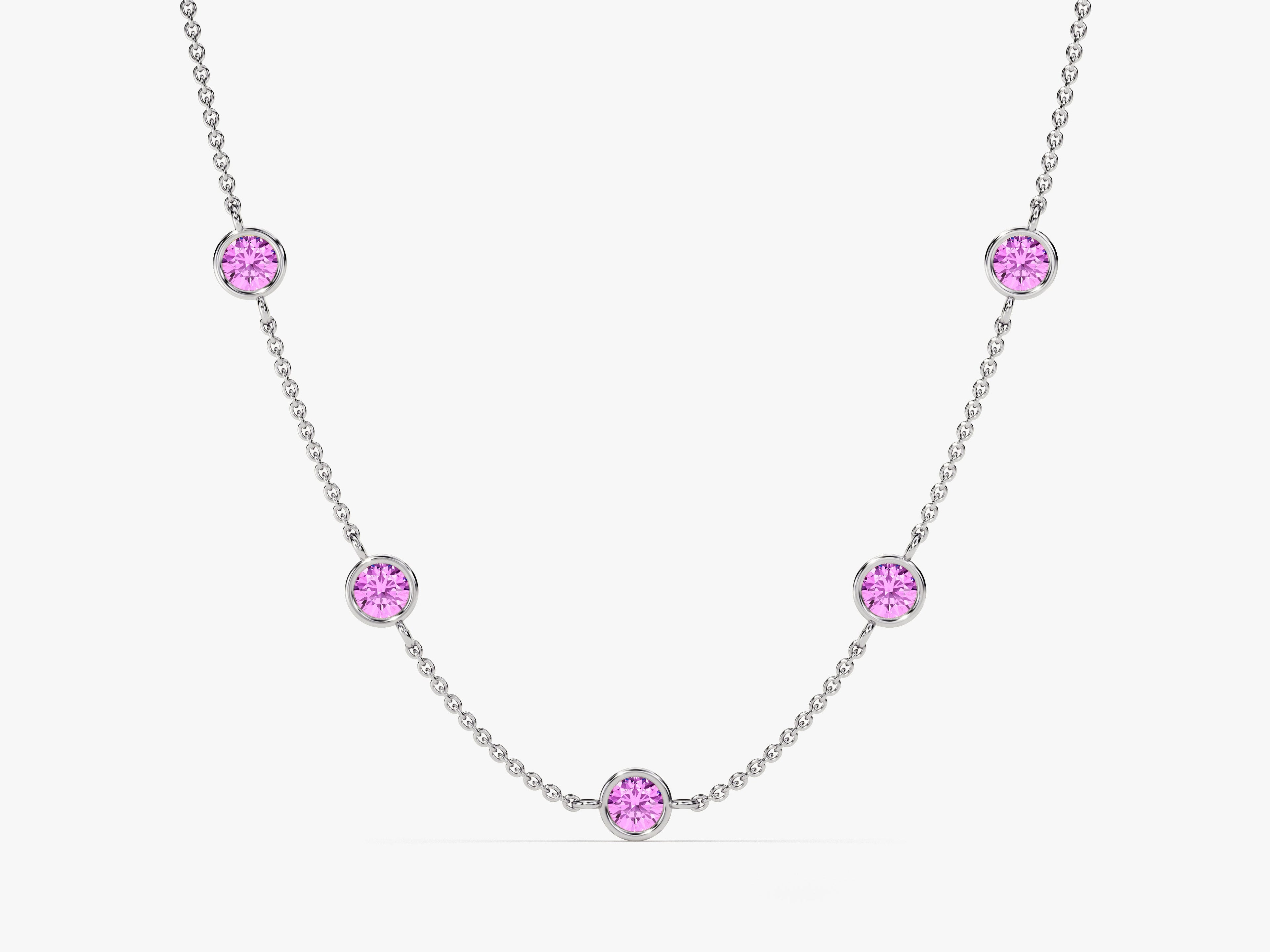 Station Pink Tourmaline Birthstone Necklace