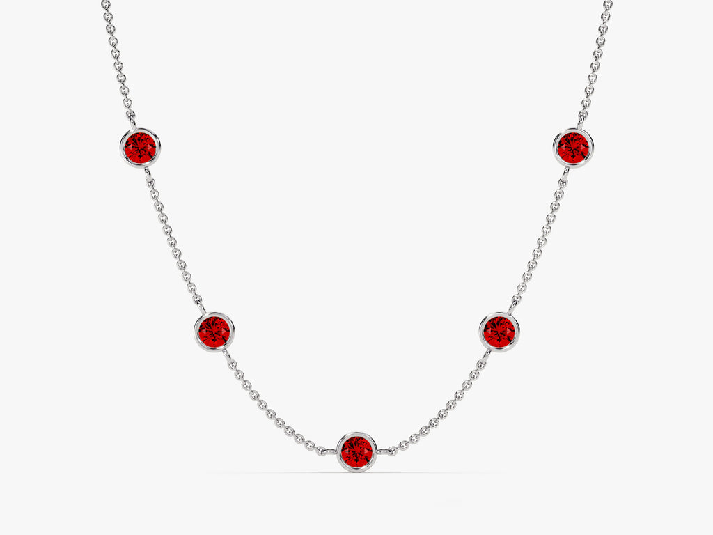 Station Garnet Birthstone Necklace