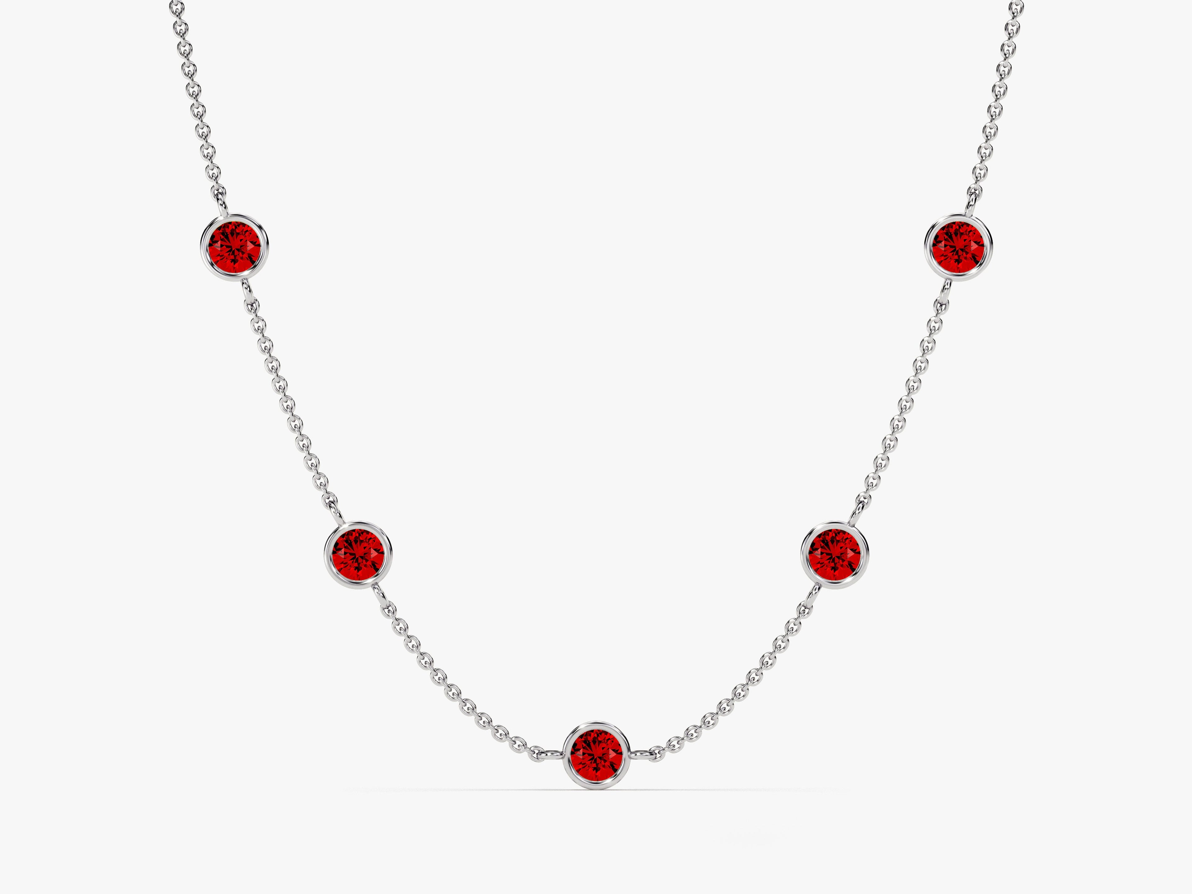 Station Garnet Birthstone Necklace