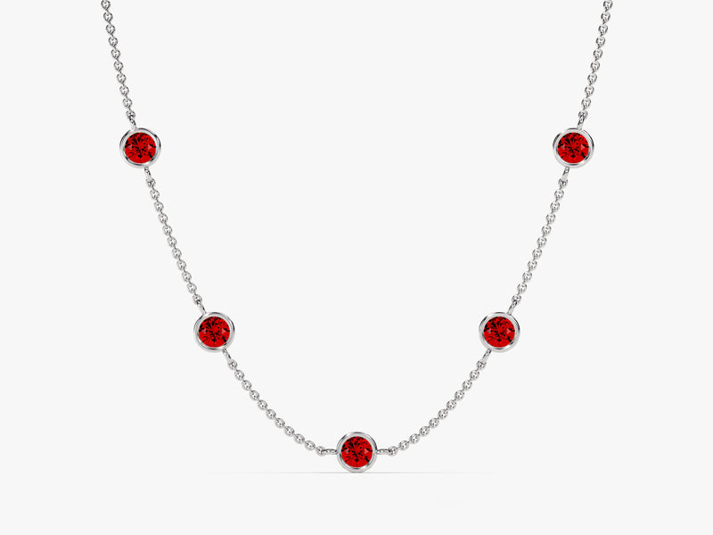 Station Garnet Birthstone Necklace