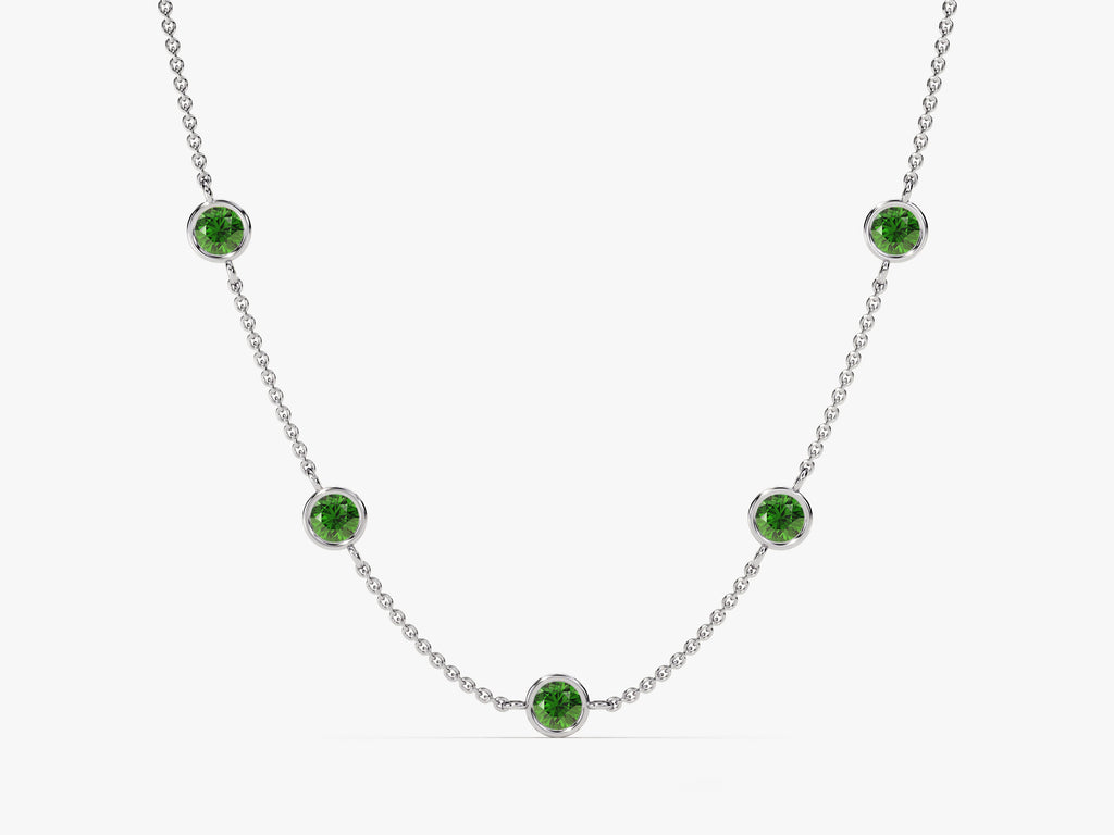 Station Emerald Birthstone Necklace