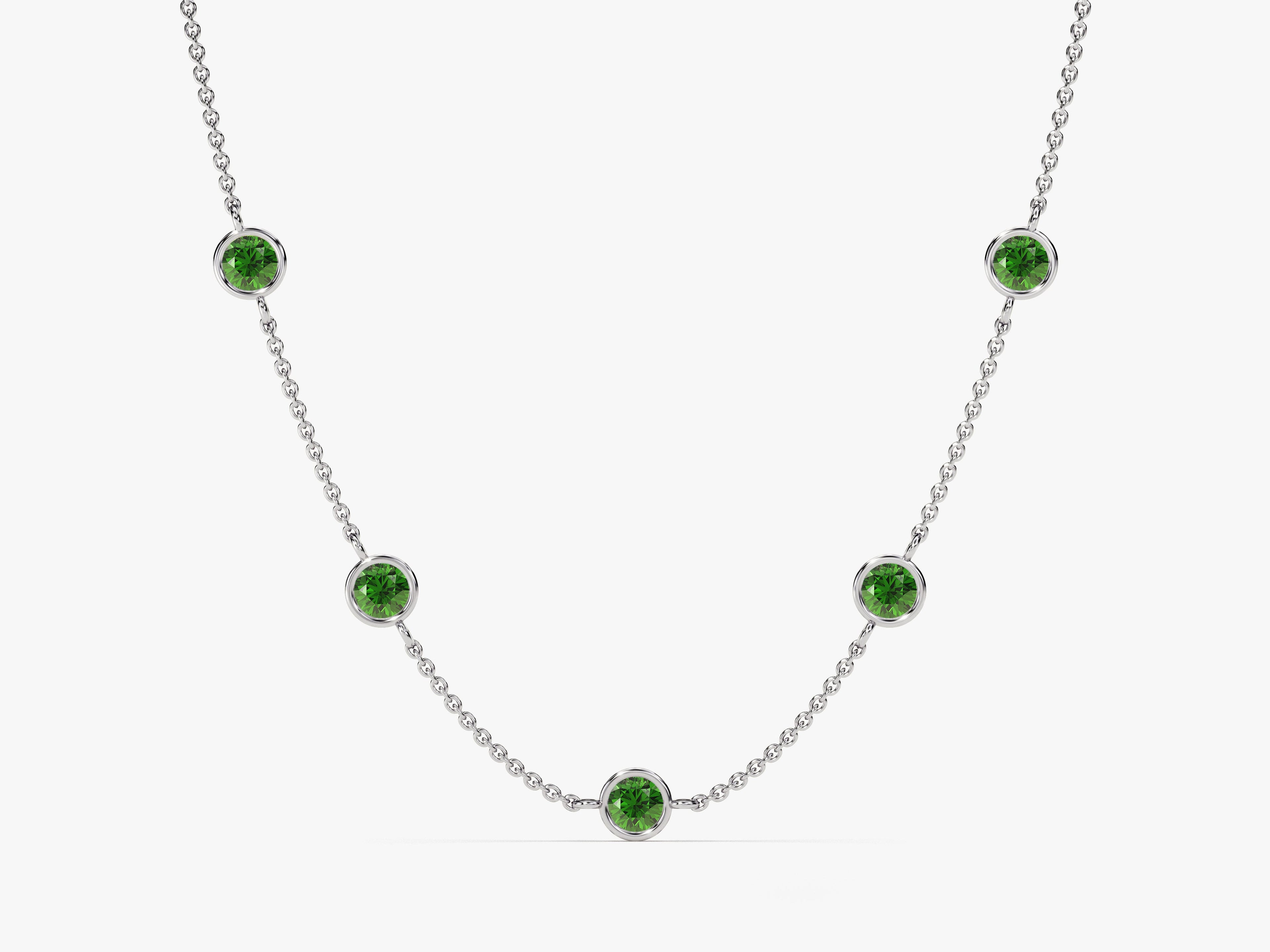 Station Emerald Birthstone Necklace