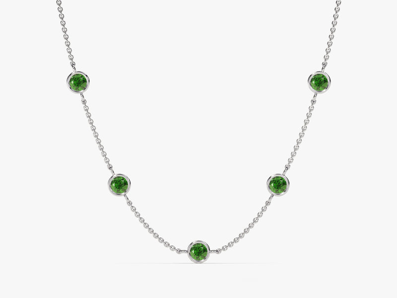 Station Emerald Birthstone Necklace