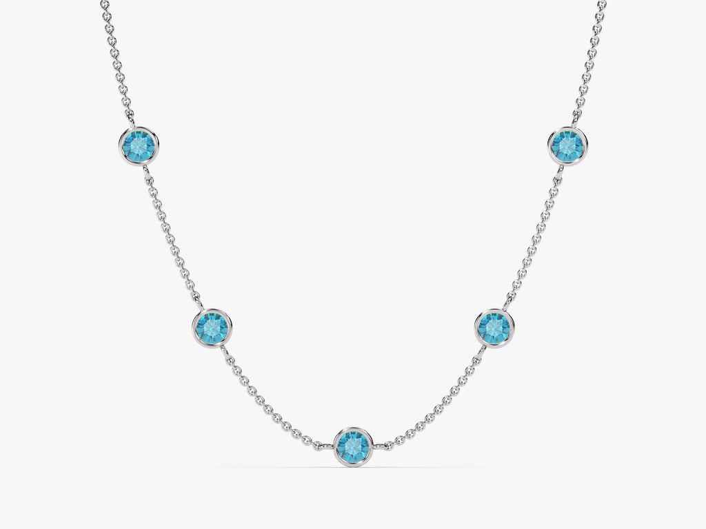 Station Blue Topaz Birthstone Necklace
