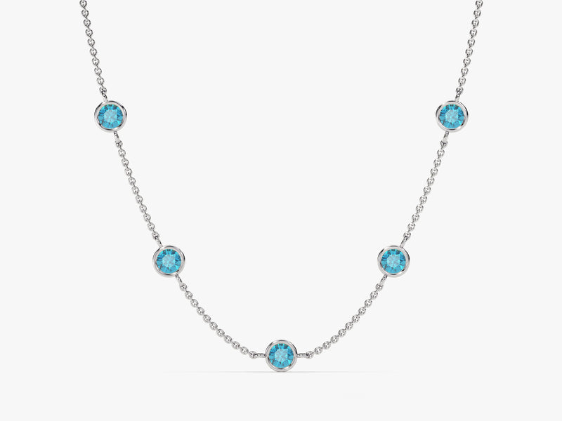 Station Blue Topaz Birthstone Necklace