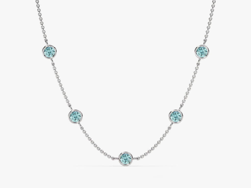 Station Aquamarine Birthstone Necklace
