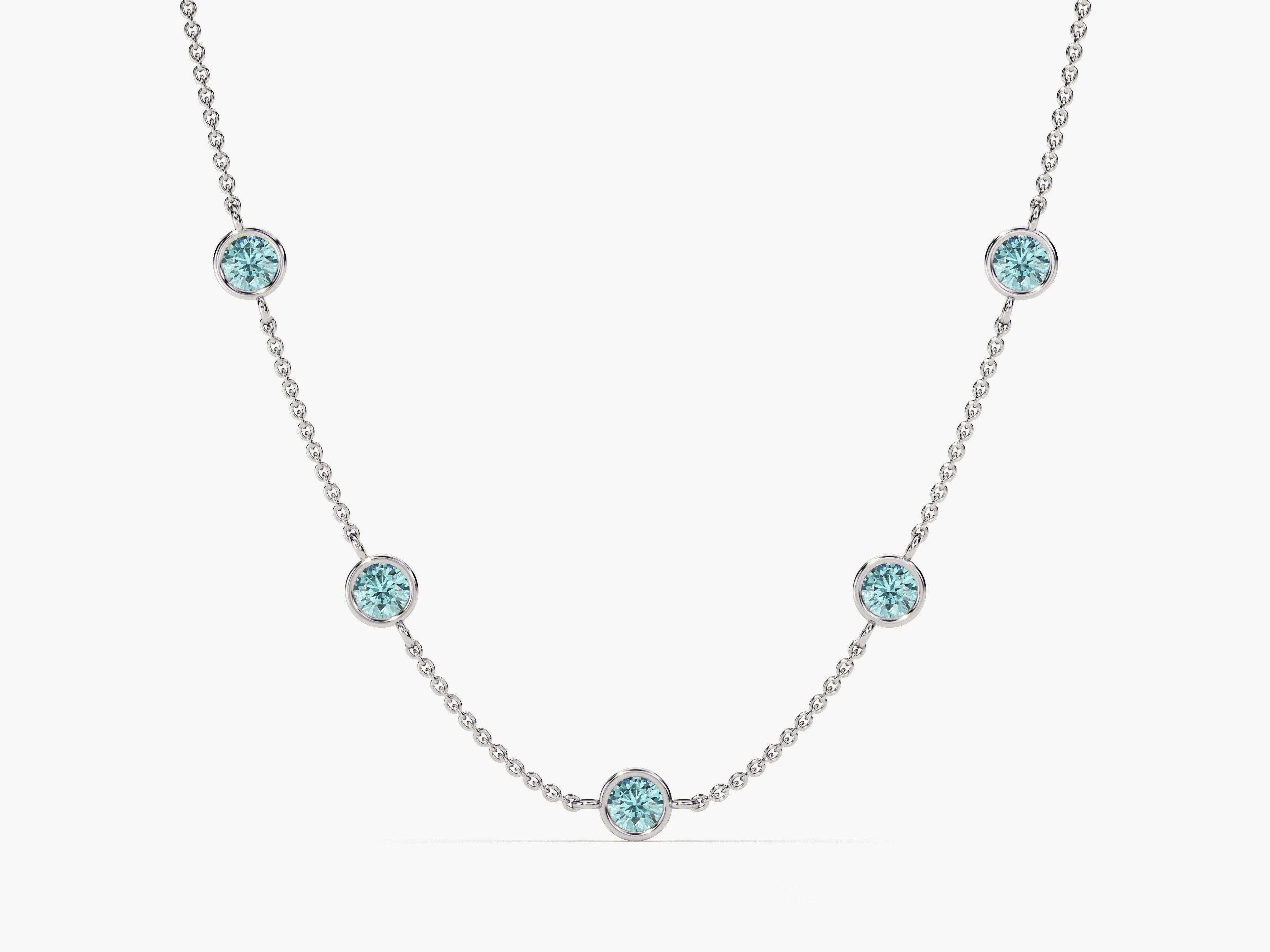 Station Aquamarine Birthstone Necklace